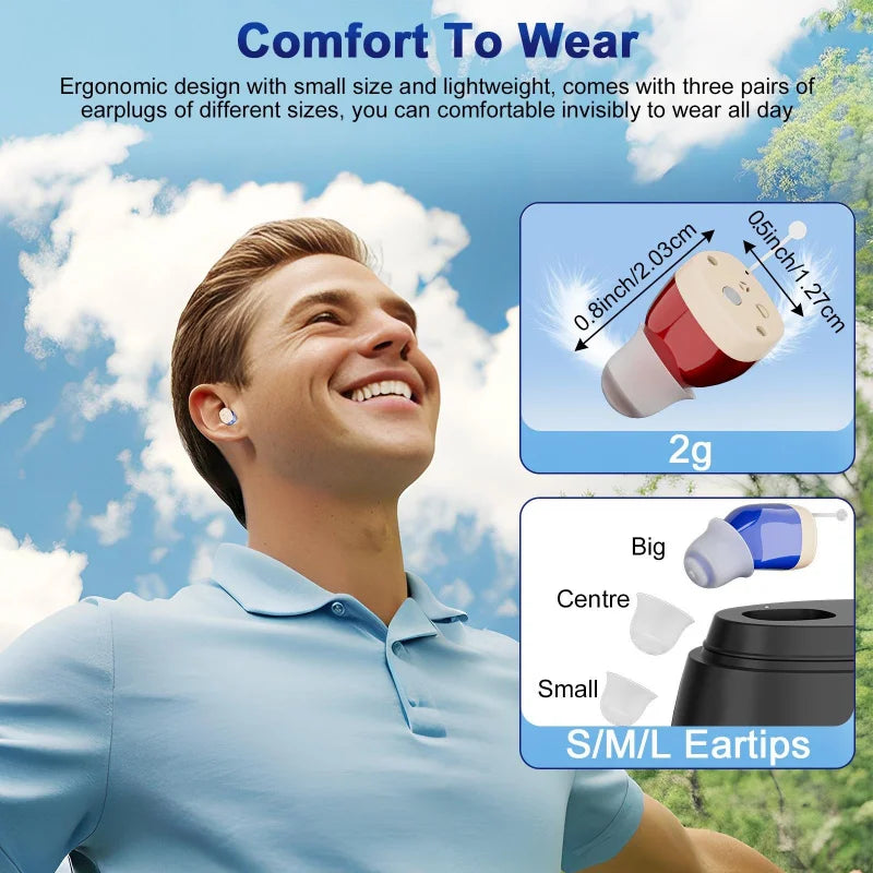 Rechargeable Hearing Amplifiers Earbuds Intelligent Noise Reduction