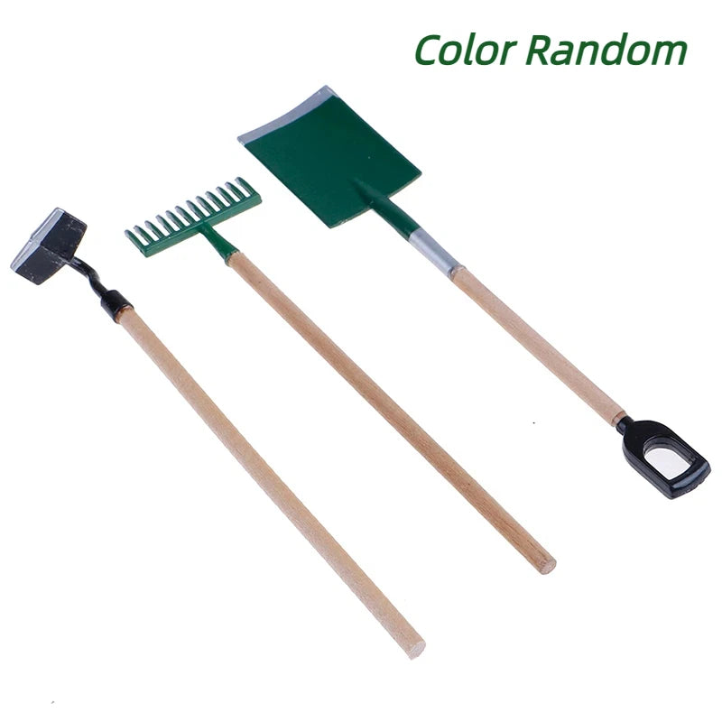 ▶3Pcs/set Metal Garden Spade Rake Tools For Dolls House Miniatures Accessories Zpaxo 1Set