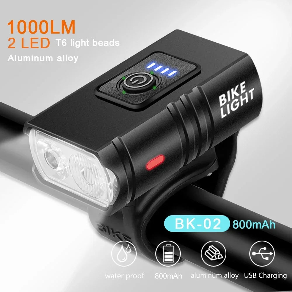 1000LM Rechargeable Bike Front Light – 6-Mode LED Headlight