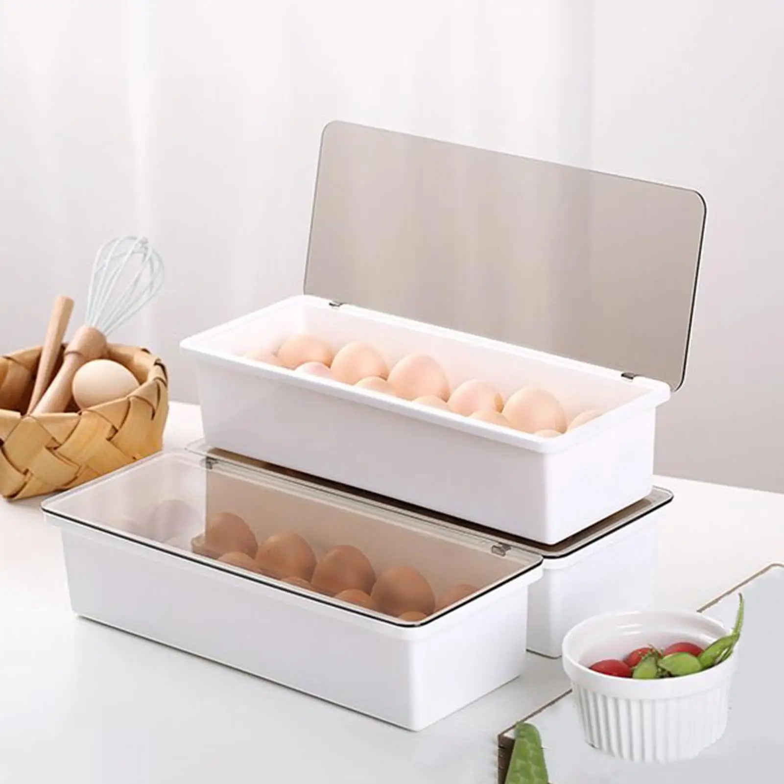 Egg Container Refrigerator 12-Grid Holder Countertop Storage Box