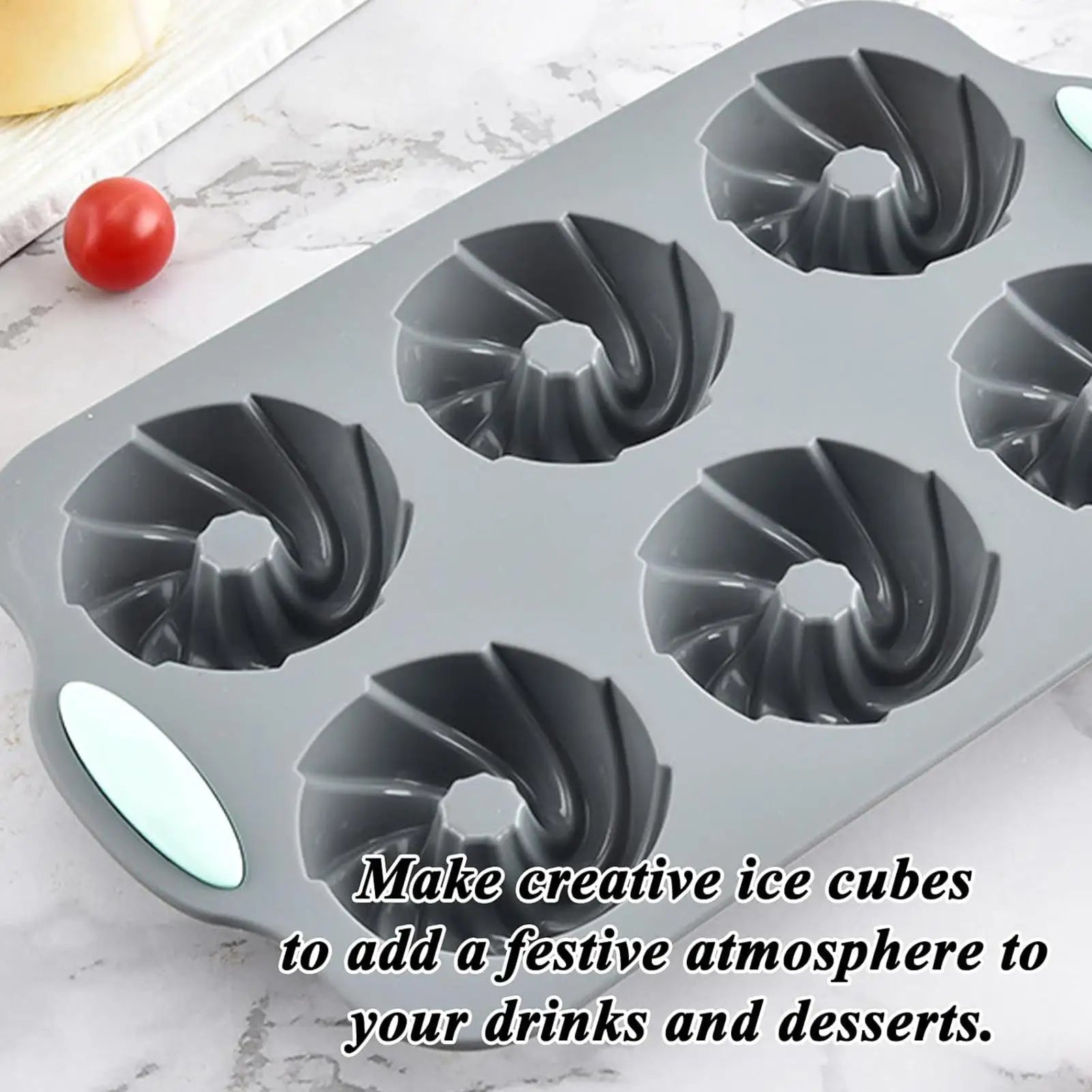 6 Cavity Silicone Mold Reusable Wreath Ice Cubes Tray Birthday