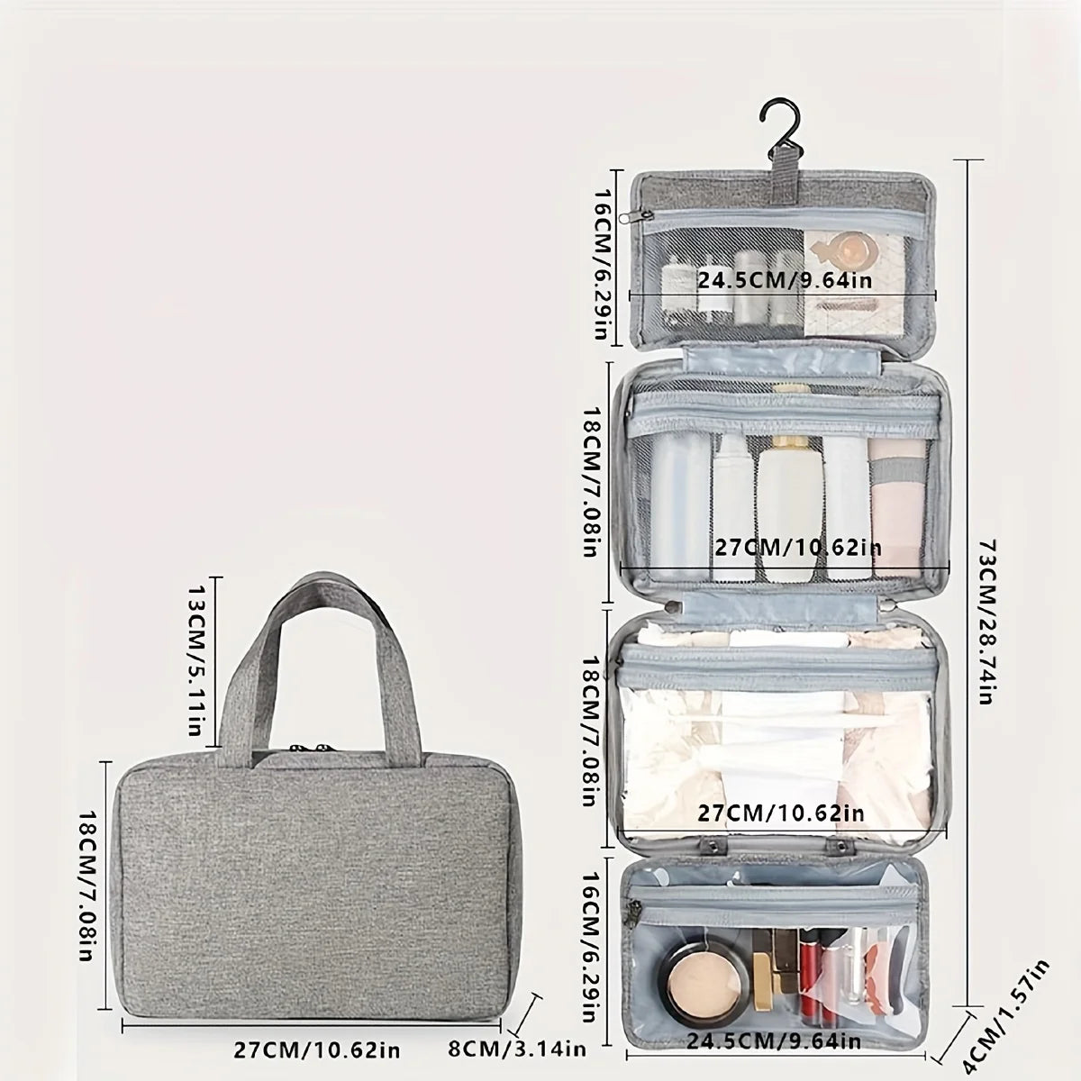Large Hanging Hook Toiletry Bag Folding Handbag Trave Makeup Cosmetic