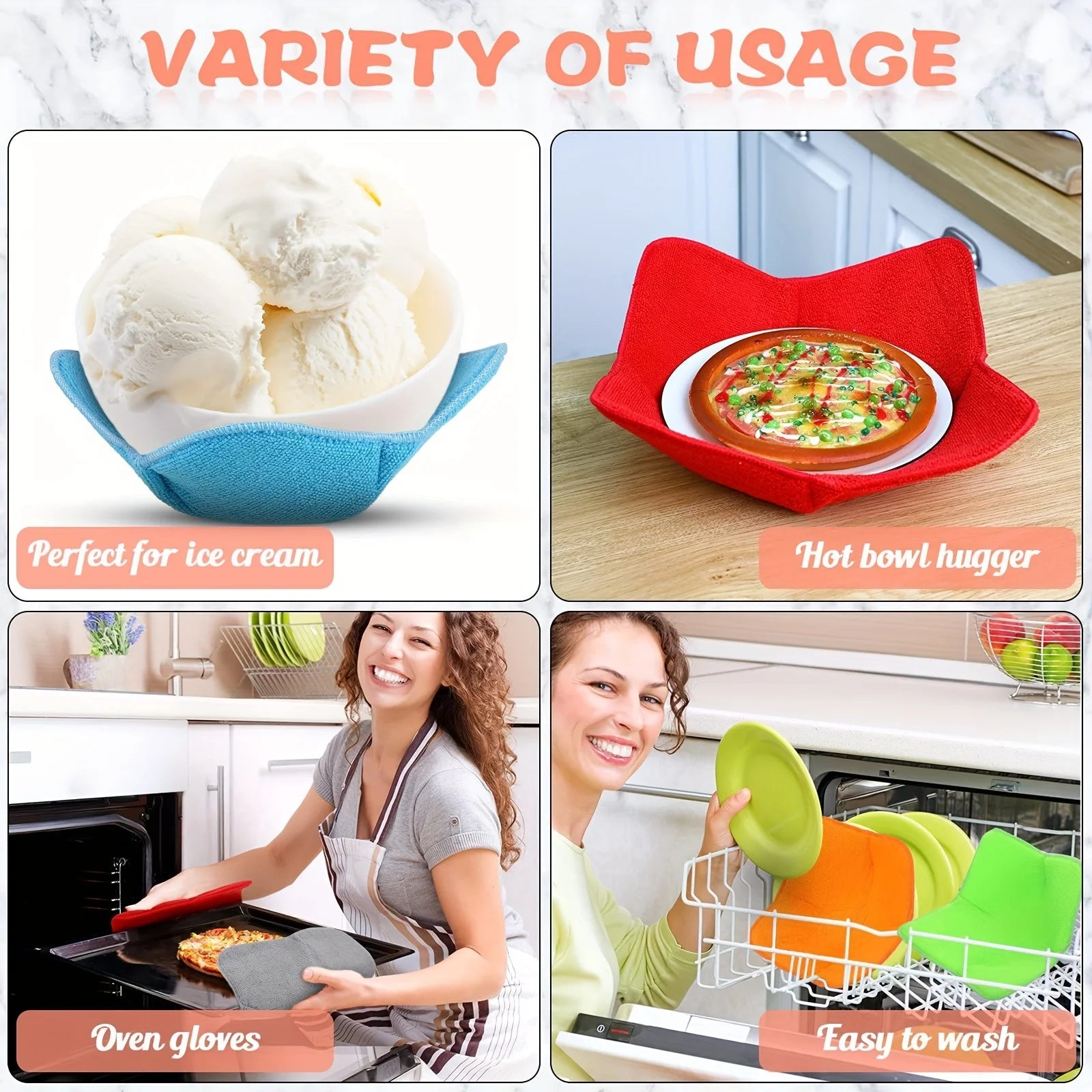 Microwave Bowl Cozy Holders Set of 4 – Heat-Proof Fabric Pads Bowl Cozy Hot Pads Zpaxo