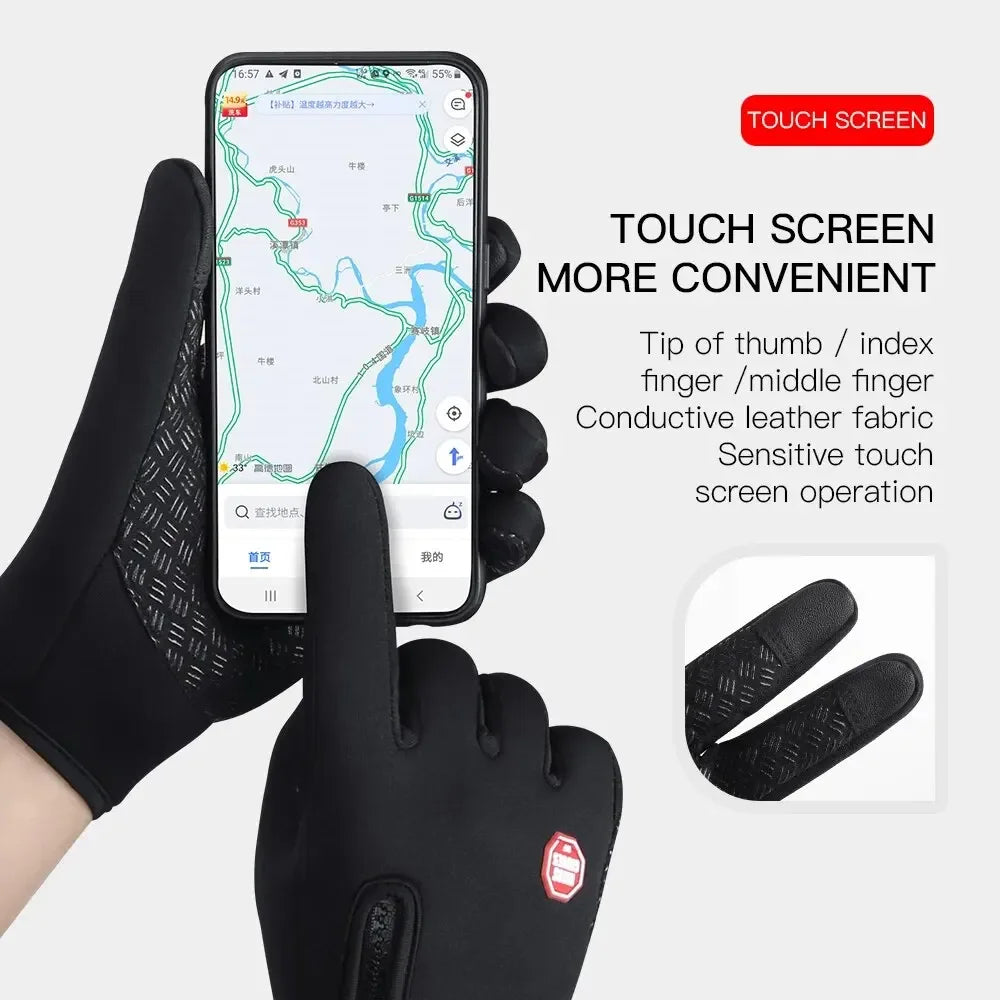 Touchscreen Fleece Warm Gloves Outdoor Cycling Driving Waterproof Cold Gloves Windproof Non Slip Womens Men Winter Ski Gloves Zpaxo
