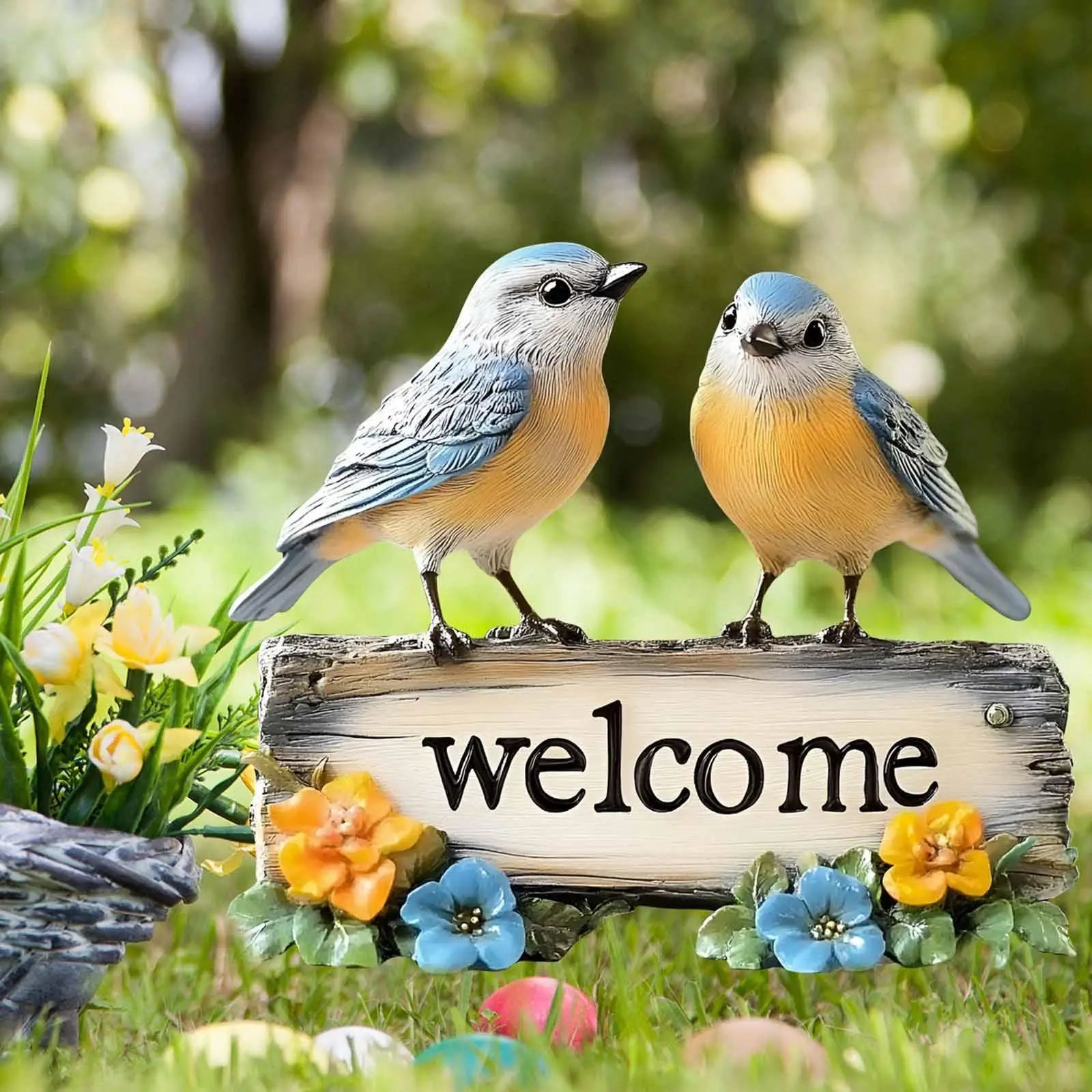 Flat Welcome Bird Yard Sign PVC Garden Decoration Animal Stake Figure Zpaxo