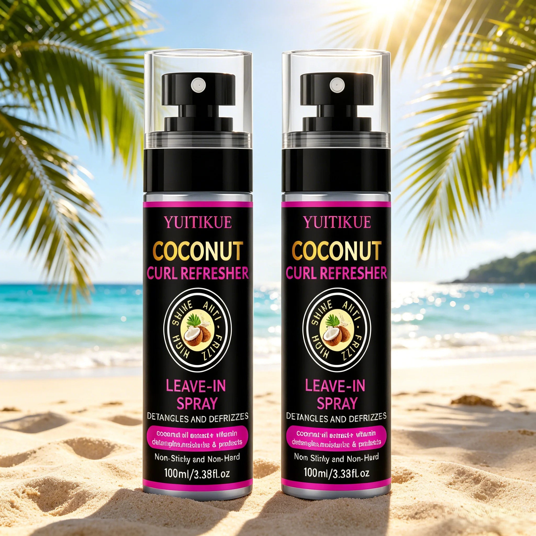 YUITIKUE Coconut Curl Refresher Spray | Leave-In Detangler Curl Refresher Spray Zpaxo 2pc