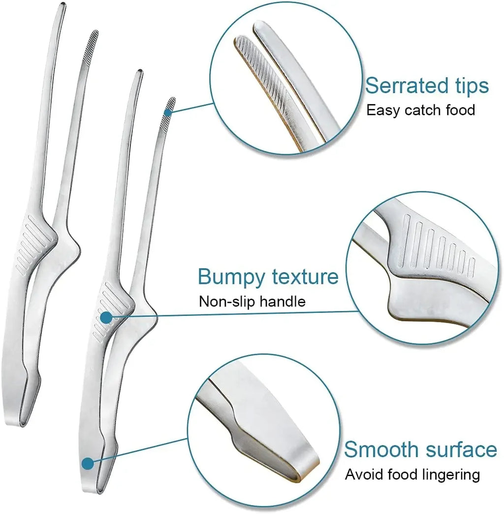 BBQ Non-Slip Stainless Steel Cooking Tongs | Grill & Salad