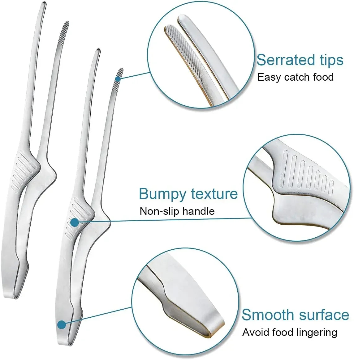 BBQ Non-Slip Stainless Steel Cooking Tongs | Grill & Salad