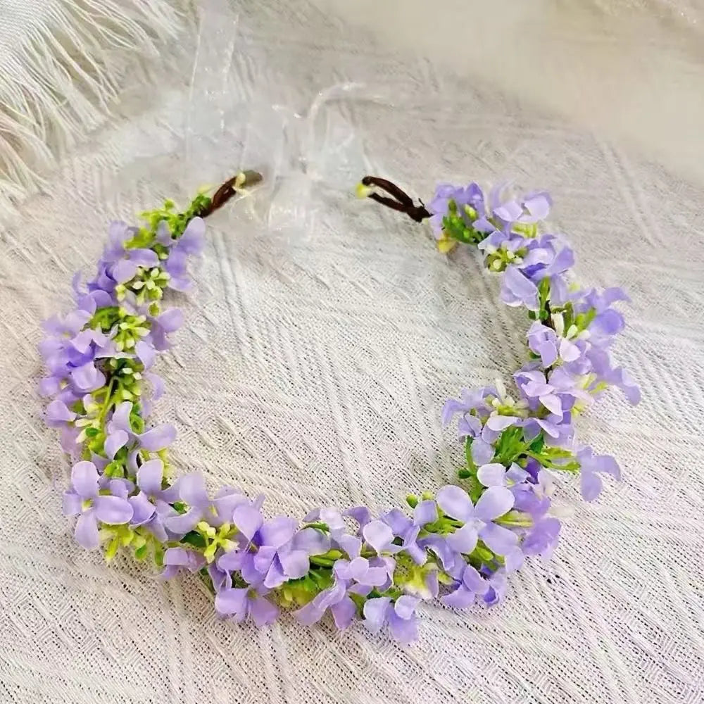 Pastoral Scenic Rapeseed Flower Wreath Flower Garland Bright Cloth Flower Bride Flower Crown Headbands Zpaxo