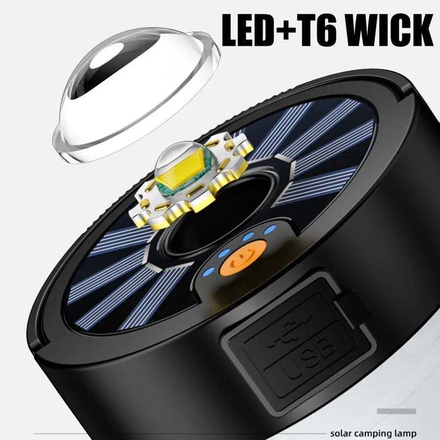 Solar USB Rechargeable Camping Lantern – Magnetic LED Light
