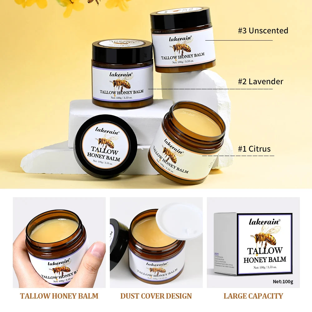 Honey Tallow Balm for Face Natural Handmade Lotion Whipped Beef Tallow Cream for Face & Body Sensitive Skin for Men & Women Zpaxo