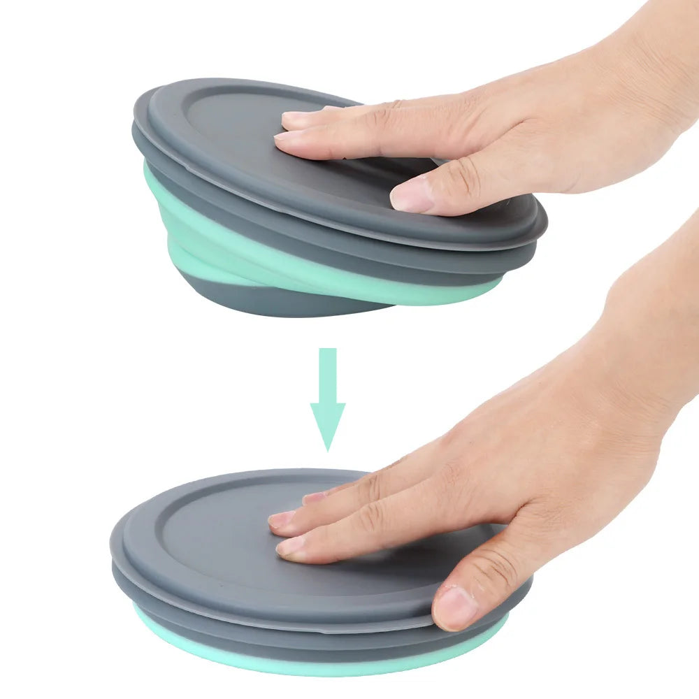 Silicone Folding Lunch Box Lid Portable Picnic Camping Bowl Kitchen