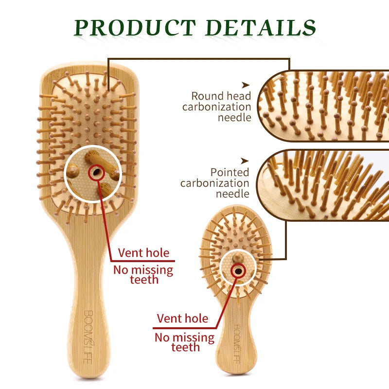 Bamboo Hair Brush Women Styling Hair Comb Hairbrush Wide Teeth Bamboo Combs for Hair Smooth Massage Scalp Brush Barber Comb Zpaxo