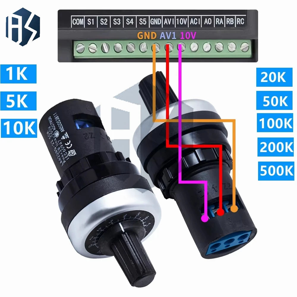 1PC LA42DWQ-22 Rotary Potentiometer: 22mm Diameter, 1K-500K Resistance Options for Arduino-Compatible Zpaxo