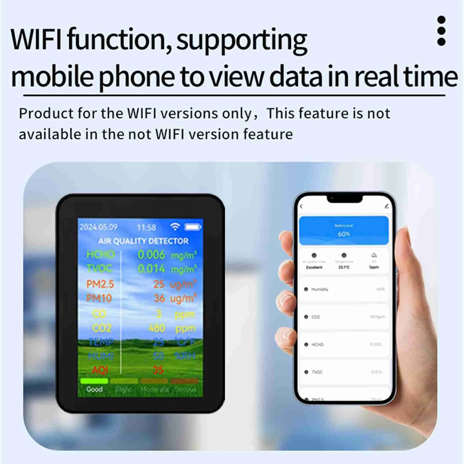 Tuya Wifi Multifunctional Air Meter Household HCHO TVOC Carbon