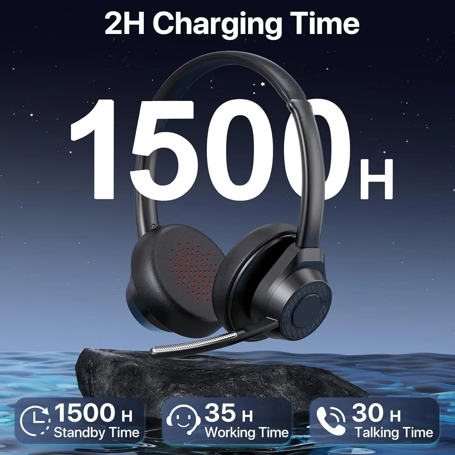 Bluetooth Headset Wireless V5 4 Headphones Microphone Noise Canceling