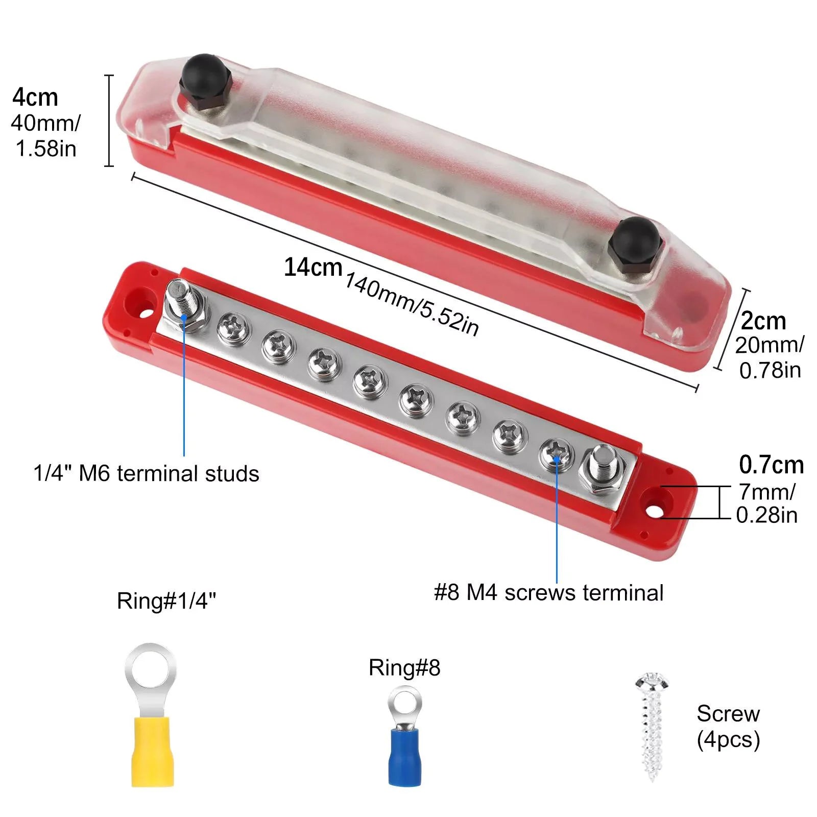 M6 12V Terminal Block Bus Bar 1 4-inch Stud 150A Electrical Power