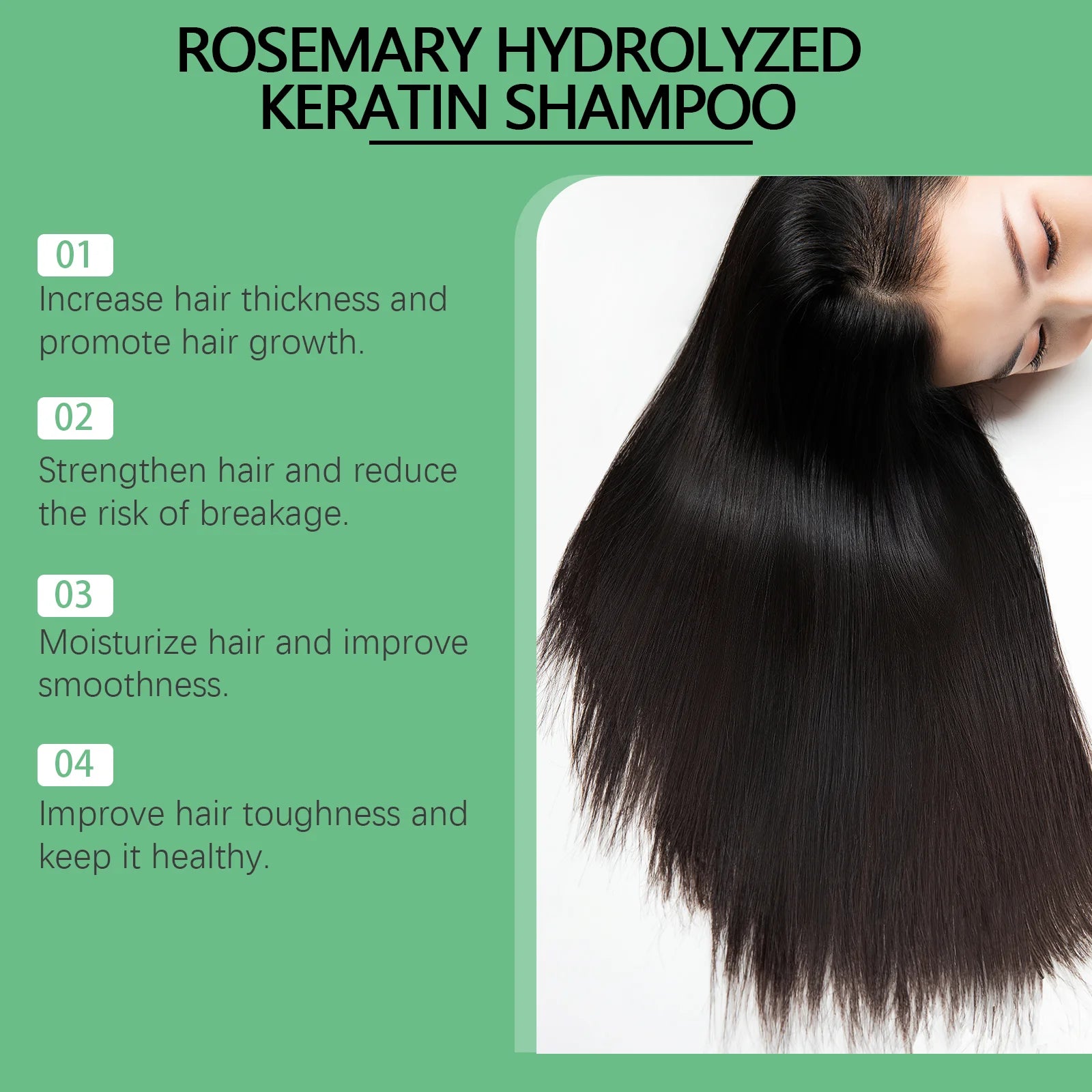 Rosemary Oil Shampoo Hair Growth Prevent Hair Loss Volumizing Hydrolyzed Keratin Nourishing Moisturizing Deep Clean Scalp Care Zpaxo