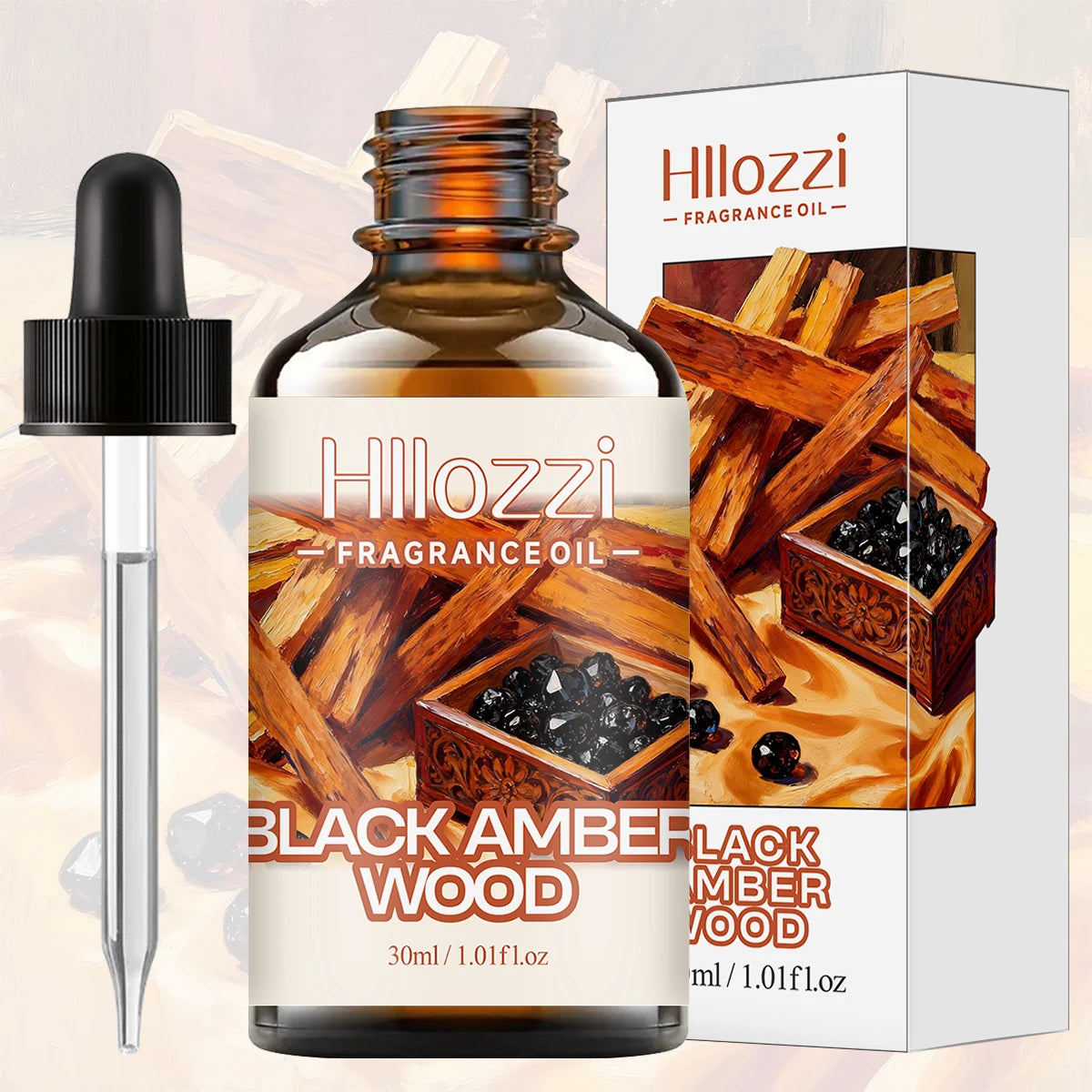BLACK AMBER WOOD FRAGRANCE OIL Fragrance oil suitable for aroma diffusers, humidifiers, car air fresheners, and candle making Zpaxo BLACK AMBER WOOD 30ml
