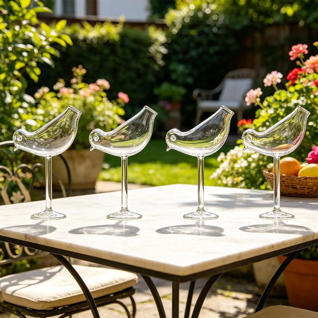 Cocktail Glasses 4-Piece Funny Bird Bar Decor Clear Drinking