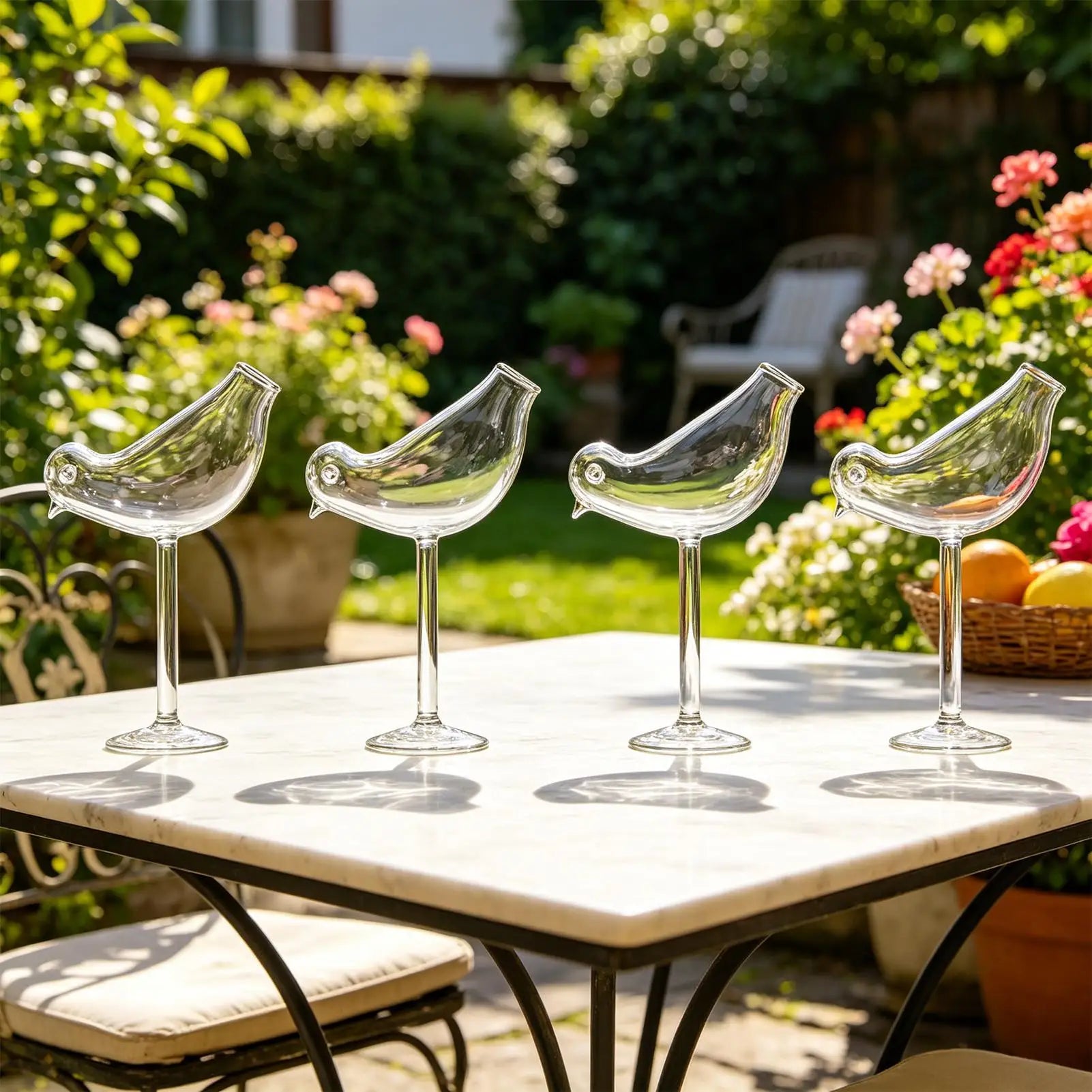 Cocktail Glasses 4-Piece Funny Bird Bar Decor Clear Drinking