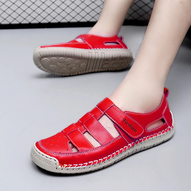 Summer Men Sandals Leather Mens Casual Shoes Outdoor Beach Roman