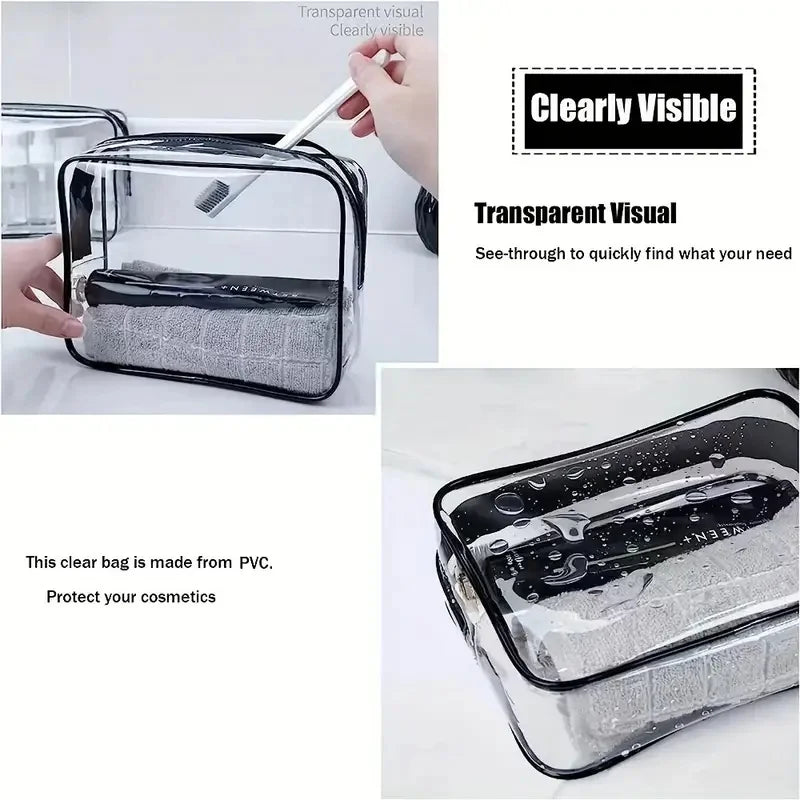 Transparent Cosmetic Bag Zipper Multipurpose Clear Carry Case