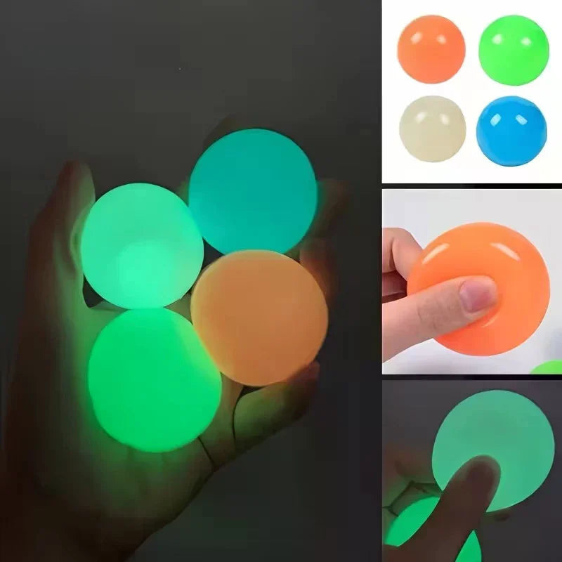 Glow-in-the-Dark Sticky Ceiling Balls 5/10Pcs Sticky Glows Balls Fidget Toys Stress Relief Sensory Toys Wall & Ceiling Decor Zpaxo