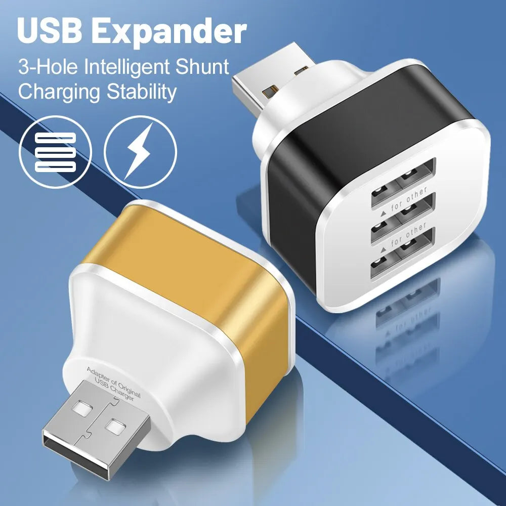 3 Port USB Slots Adaptor Multple USB Interface Extender USB HUB Quick Charger For Phone Tablet Laptops Car Electronics Accessory Zpaxo