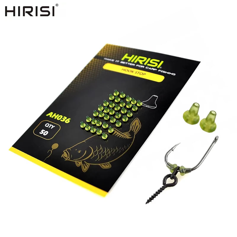 50-Pack Rubber Carp Fishing Hook Stoppers & Space Bean Beads Fishing Terminal Tackle Zpaxo