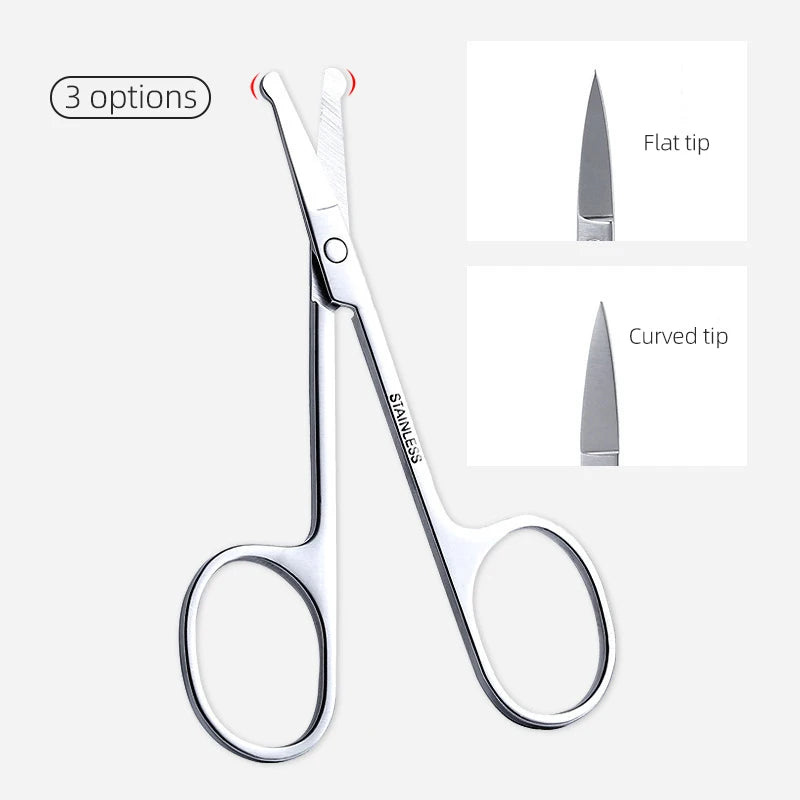 Mini Stainless Steel Portable Curved Mustache Eyebrow Nose Ear Hair Remover Scissor Trimmer Safety Tips Nail Cuticle Cutter Zpaxo