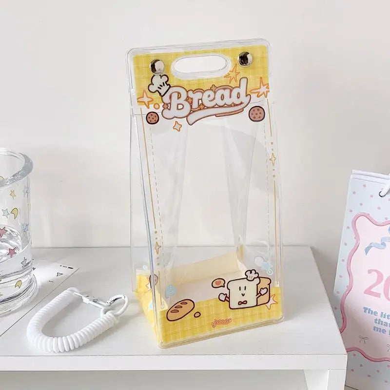 Clear Dustproof Kawaii Doll Display Bag Cute Cartoon Printed PVC Zpaxo Yellow