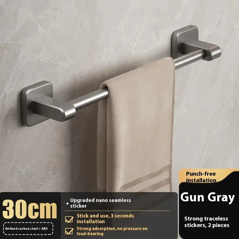 Non-drilling Towel Rack Double Layer Self Adhesive Bathroom Shower Zpaxo 1 Layer Gray 30cm