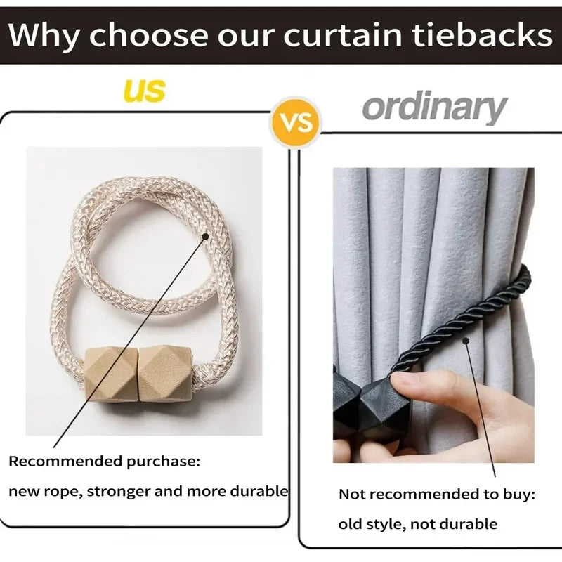 4-Pack Curtain Ties Strong Magnetic No-drill Versatile Clips Home