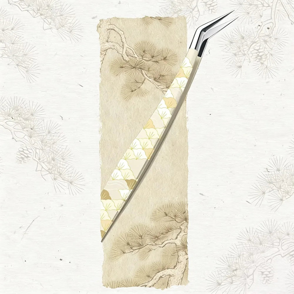 Stainless Steel Curved Stickers Tweezers Precision Anti-static False Zpaxo Pine tree