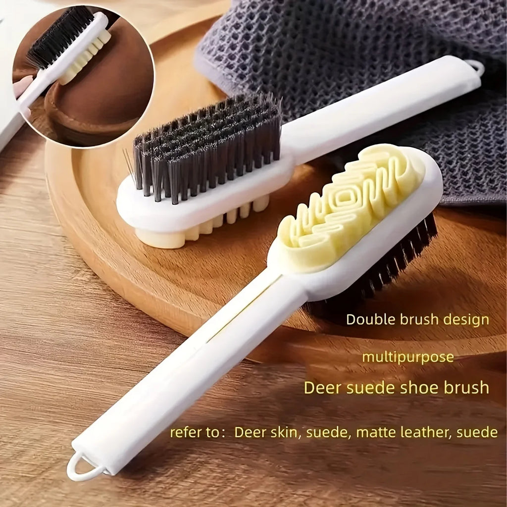 Professional Shoe Brush Suede Leather Double Sided Long Handle Easy