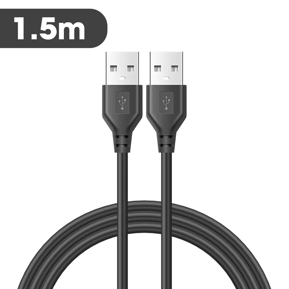 0.5/1/1.5m USB Male To USB Male Dual USB A 2.0 Cable For PC Radiator Keyboard Webcom Camera USB Date Transmission Extender Cord Zpaxo 1.5m