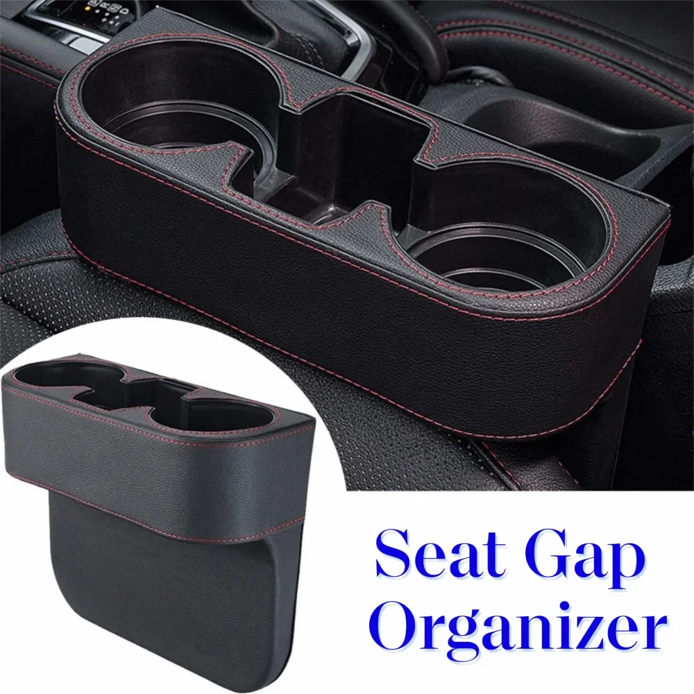 PU Leather Car Cup Holder Portable Slotted Seat Gap Organizer Tray Zpaxo
