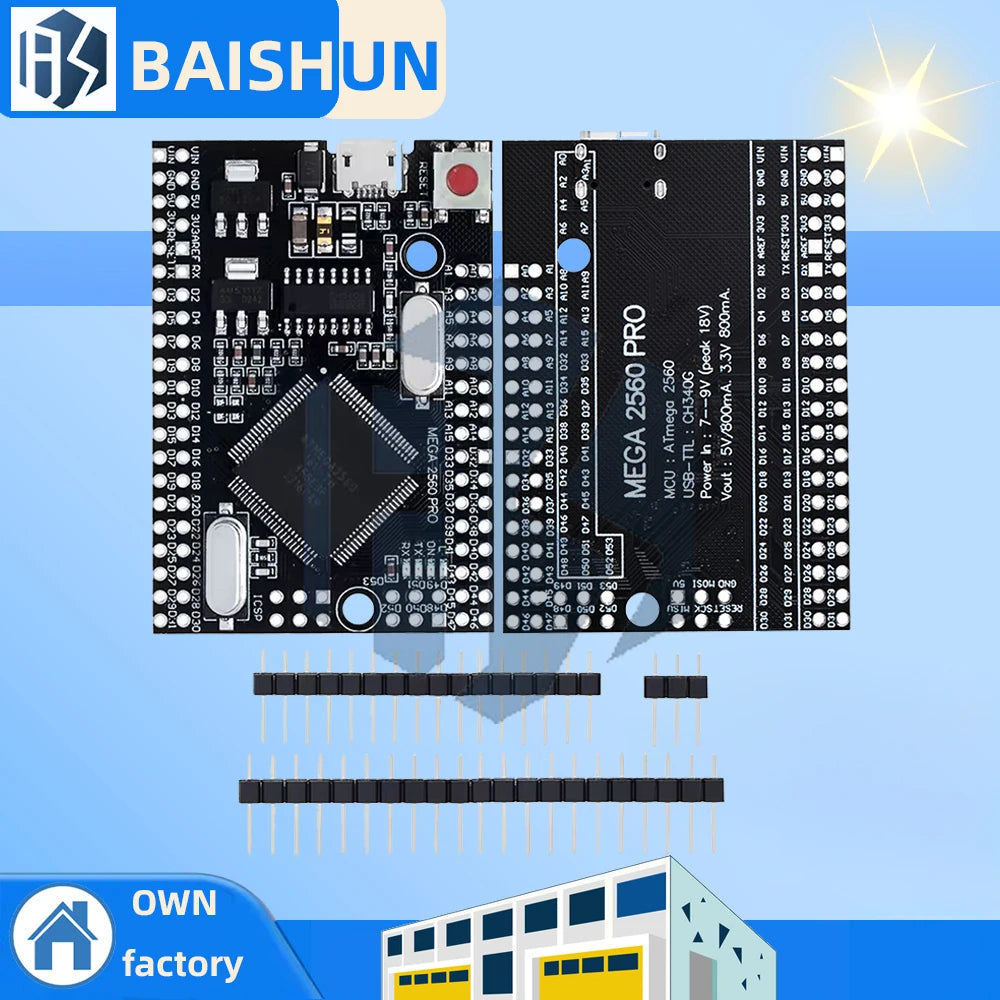 1PCS Mega 2560 PRO MINI 5V (Embed) CH340G ATmega2560-16AU with male pinheaders Compatible for arduino Mega 2560 Zpaxo