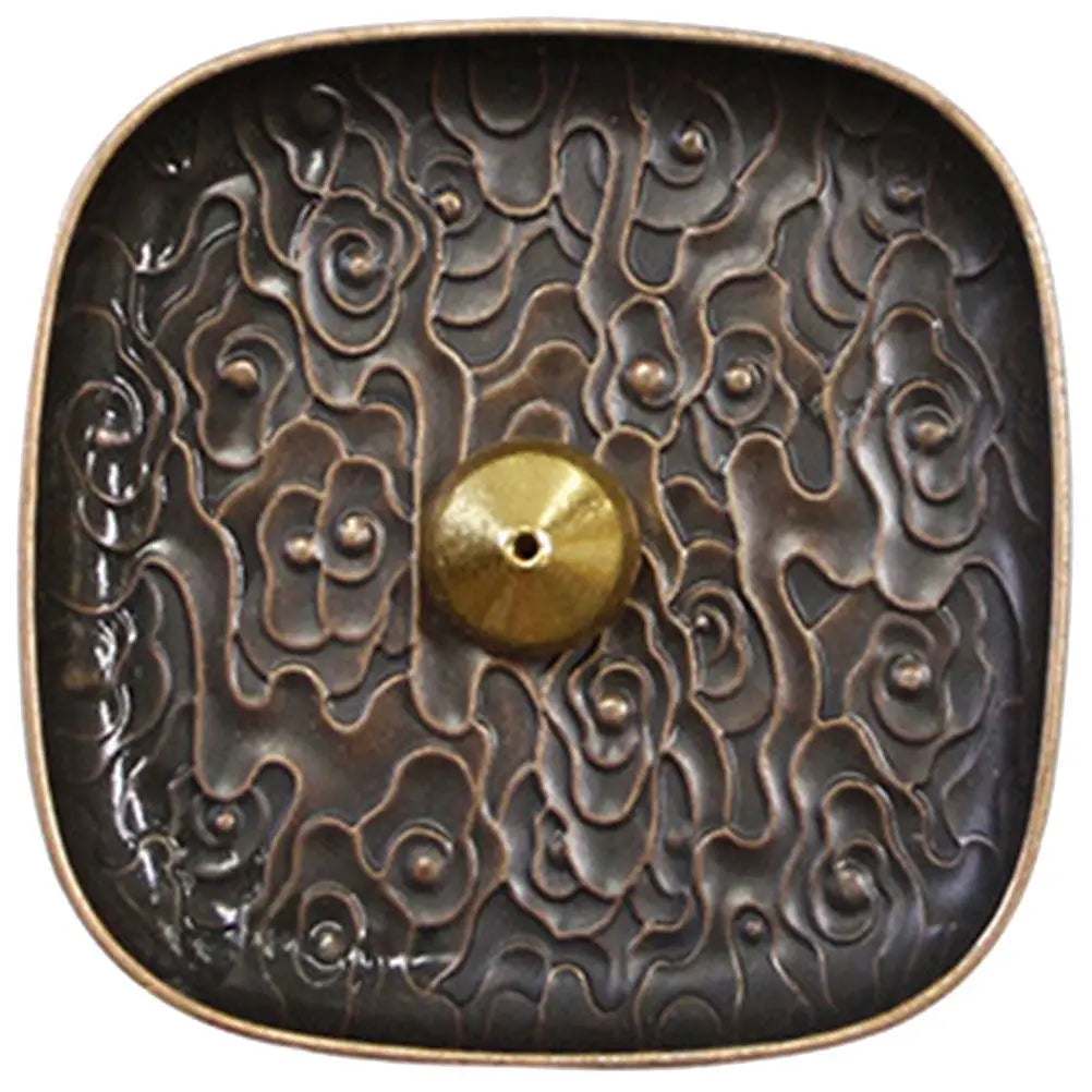 Square Incense Stick Holder Premium Metal Burner Tray Elegant Compact
