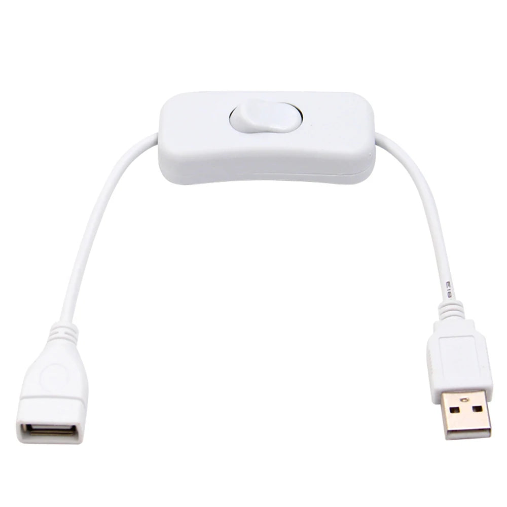 USB Cable with Switch ON/OFF Cable Extension Toggle for USB Lamp USB Fan Power Supply Line Durable HOT SALE Adapter Zpaxo WHITE