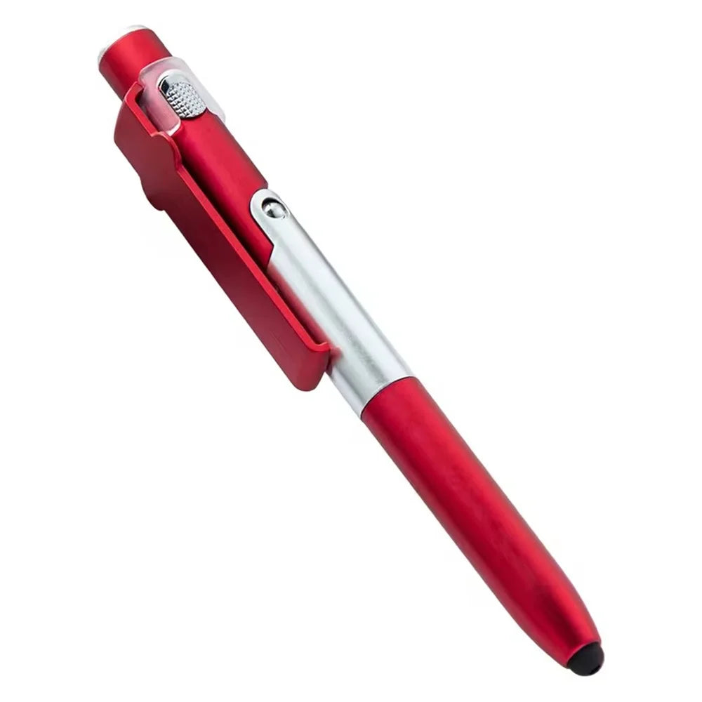 4-in-1 Foldable Stylus Pen – Ballpoint, LED Light & Phone Stand Multifunctional Stylus Pen Zpaxo Red