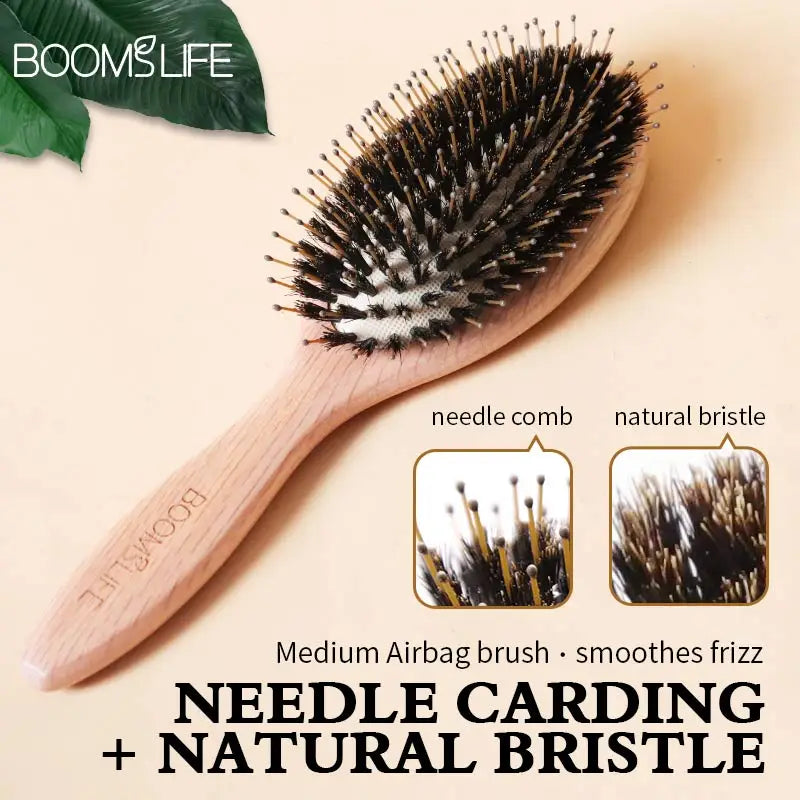 Custom Name Soft Boar Bristle Hair Brush Women Detangling Hairbrush Oak Wood Massage Comb for Wet and Dry Hair Barber Combs Zpaxo