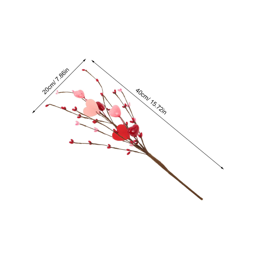 Valentine Stem Branches Heart Shaped Picks Artificial Flowers Stems