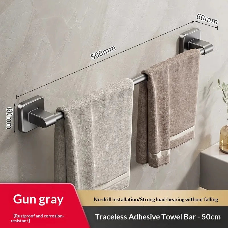 No-Drill Towel Rack 30/40/50cm – Wall-Mounted Bathroom Bar Wall Towel Rack Zpaxo