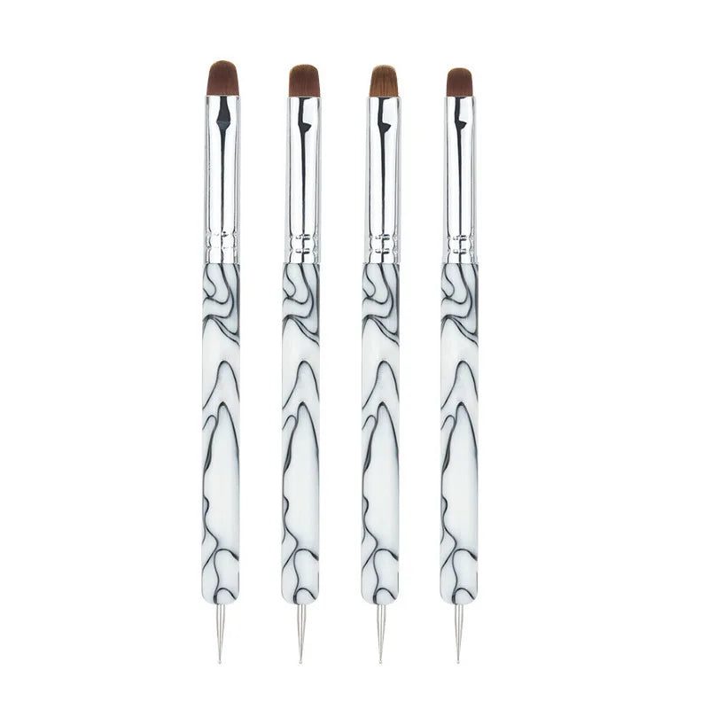 Dual-Ended Nail Art Brushes And Dotting Pens Set, Professional Manicure Detailing Tools, French Nail Art Pen Kit Zpaxo 4PCS White Set