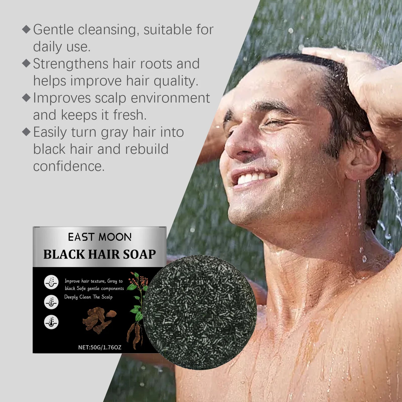 Bamboo Charcoal Hair Cleansing Soap Men's Solid Care Scalp Soft Zpaxo