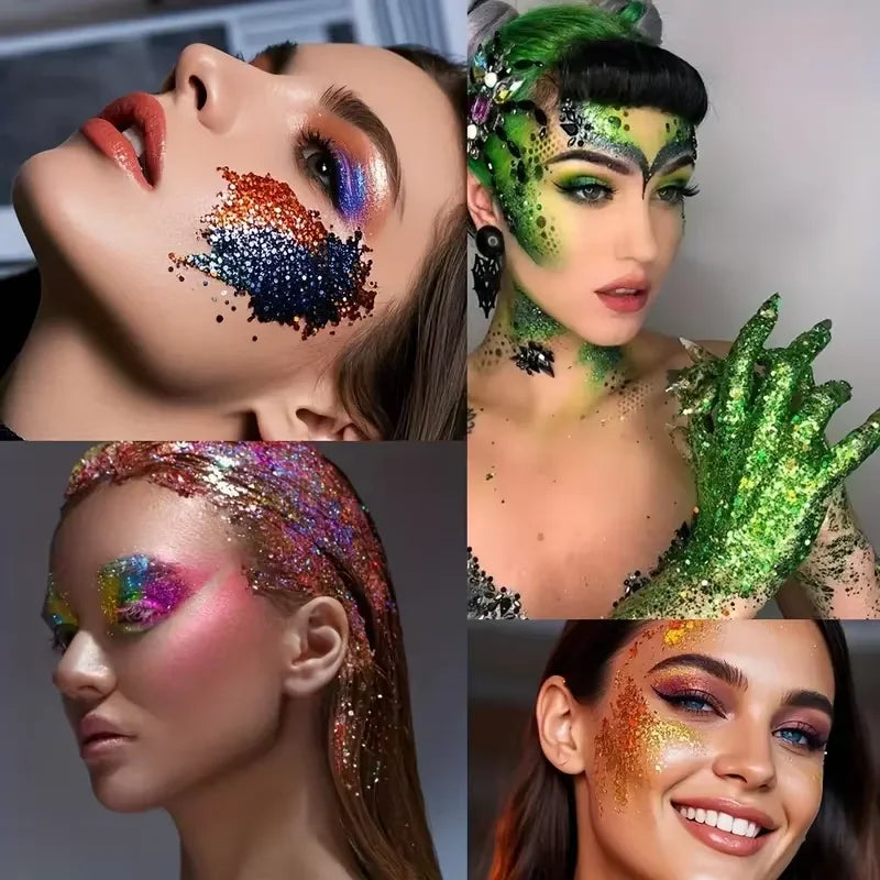 Body Sparkling Sequins Glitter Gel Eyeshadow,Stage Glitter Eyeshadow Highgloss Face Brighten Stage Makeup For Music festival Zpaxo