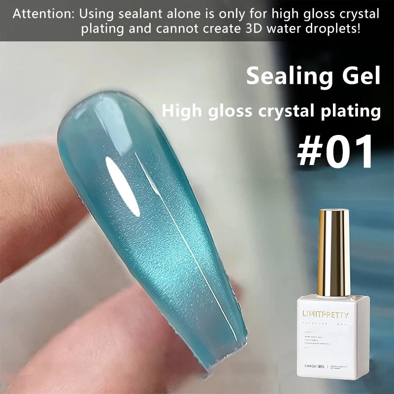 Spring & Summer New Waterdrop Top Coat Gel High Gloss Crystal Plating Sealer Clear Water Drop Design 3D No-Wipe Gel Nail Polish Zpaxo 01