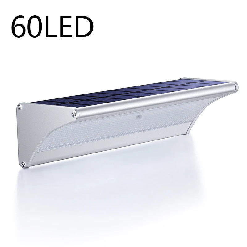 Outdoor Solar Wall Flood Light Motion Sensor Waterproof Aluminum LED Zpaxo 60LED-Silver Warm White China Mainland
